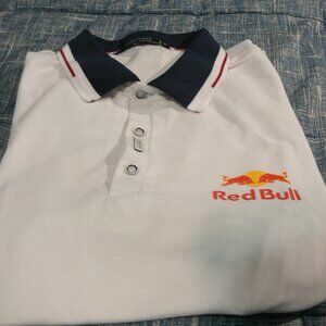 RED BULL INFINITE RACING POLO SHIRT WHITE SHORT SLEEVE MED.